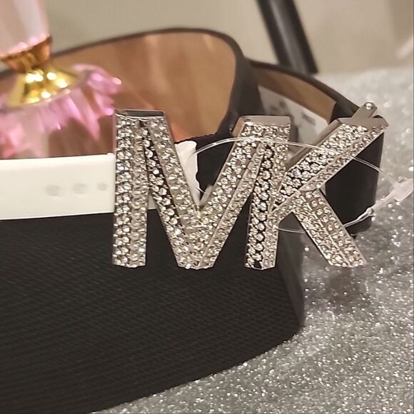 Michael Kors Embellished Logo Stretch Leather Belt main image 8